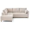 Image de Canapé d'angle gauche 5 places convertible en velours texturé beige