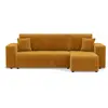 Image de Canapé d'angle réversible convertible 4 places en tissu jaune