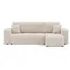 Image de Canapé d'angle convertible 4 places avec coffre en tissu beige