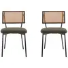 Image de Lot de 2 chaises cannage en tissu bouclette vert kaki