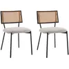 Image de Lot de 2 chaises cannage en tissu bouclette beige