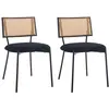 Image de Lot de 2 chaises cannage en tissu bouclette noir