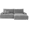 Image de Canapé d'angle droit convertible 4 places en velours texturé gris