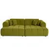 Image de Canapé 4 places double méridienne en tissu texturé vert