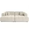 Image de Canapé 4 places double méridienne en tissu texturé beige