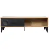 Image de Table basse industrielle 2 tiroirs l110cm effet bois et noir