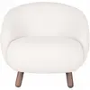 Image de Fauteuil avec pieds en bois d'hévéa en tissu bouclette blanc