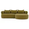 Image de Canapé d'angle droit 4 places en velours texturé vert