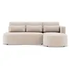 Image de Canapé d'angle convertible 4 places coffre en velours côtelé beige