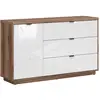 Image de Buffet 3 tiroirs 1 porte stratifiés blanc et bois