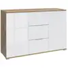 Image de Buffet 2 portes 3 tiroirs stratifiés blanc et bois