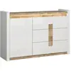 Image de Buffet 1 porte 3 tiroirs avec led panneaux mdf blanc
