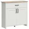 Image de Buffet 2 portes 1 tiroir stratifiés blanc et bois
