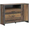 Image de Buffet 1 porte 3 tiroirs stratifiés beige et gris