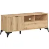 Image de Meuble tv 1 porte 1 tiroir 135 cm panneaux aggloméré stratifié marron