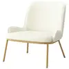 Image de Fauteuil vintage en tissu bouclé ecru et métal chêne