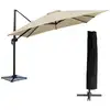 Image de Parasol déporté carré 3x3m aluminium toile beige avec housse