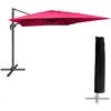 Image de Parasol déporté carré 3x3m aluminium toile rose avec housse