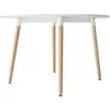 Image de Table à manger ronde style scandinave blanche et bois de hêtre