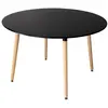 Image de Table à manger ronde style scandinave noire et bois de hêtre