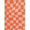 Image de Tapis vintage style année 70 à motif damier Orange 120x160