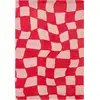 Image de Tapis vintage style année 70 à motif damier rouge 80x140