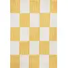 Image de Tapis vintage style année 70 damier rayures Jaune - 160x230