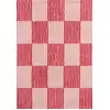 Image de Tapis vintage style année 70 damier rayures Rouge - 120x160