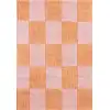 Image de Tapis vintage style année 70 damier rayures Orange - 80x140