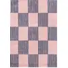 Image de Tapis vintage style année 70 damier rayures Bleu - 160x230