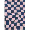Image de Tapis vintage style année 70 à motif damier Bleu - 80x140