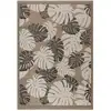 Image de Tapis intérieur et extérieur aspect jute feuille noir - 120x170