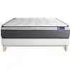 Image de Ensemble 140x200 matelas hybride sommier kit blanc