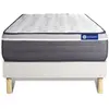 Image de Ensemble 90x200 matelas hybride sommier kit blanc