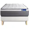 Image de Ensemble 90x190 matelas mémoire de forme sommier kit blanc