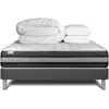 Image de Pack sommier kit matelas hybride 160x200 gris oreiller couette