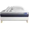Image de Pack sommier kit matelas hybride 140x190 blanc oreiller couette
