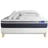 Image de Pack sommier kit matelas mémoire de forme 140x190 blanc complet