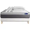 Image de Pack sommier kit matelas mémoire de forme 200x200 blanc complet