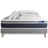 Image de Pack sommier kit matelas hybride 200x200 gris oreiller couette