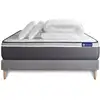 Image de Pack sommier kit matelas hybride 140x200 gris oreiller couette
