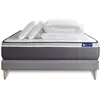 Image de Pack sommier kit matelas hybride 140x190 gris oreiller couette