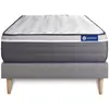 Image de Ensemble 90x200 matelas hybride sommier kit gris