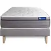 Image de Ensemble 120x200 matelas latex et mémoire de forme sommier kit gris