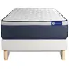 Image de Ensemble 80x190 matelas latex et mémoire de forme sommier kit blanc