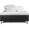 Image de Pack sommier kit matelas hybride 160x200 noir oreiller couette
