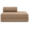 Image de Canapé droit convertible et modulable 2 places en tweed marron