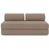 Image de Canapé droit convertible et modulable 3 places en tissu lisse marron