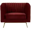 Image de Fauteuil en velours bordeaux et pieds en métal doré
