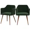 Image de Lot de 2 chaises avec accoudoirs en velours vert foncé